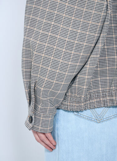 Miu Miu 체크 이중 직조 블루종 재킷 브라운 miu0360002