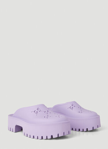 Gucci Perforated G Platform Slip Ons Lilac guc0245095