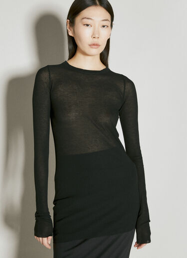 Rick Owens Ribbed Semi-Sheer Top Black ric0255014