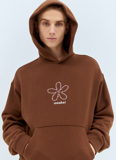 Awake NY Flower Stamp Zip Hooded Sweatshirt Brown awk0159003