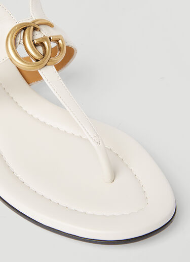 Gucci Double G Thong Leather Sandals White guc0253133