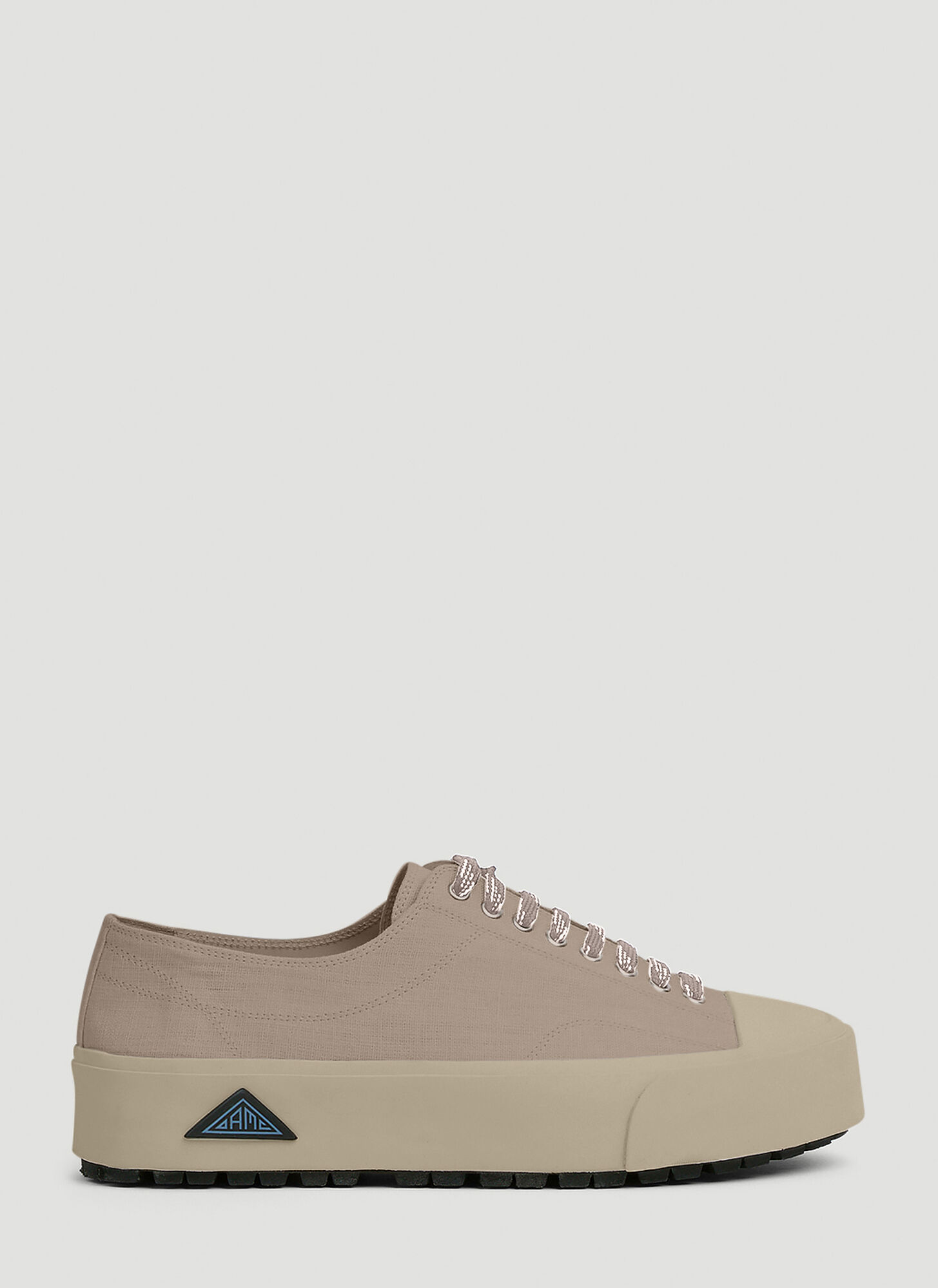 Oamc Logo Patch Lace Up Trainers In Beige