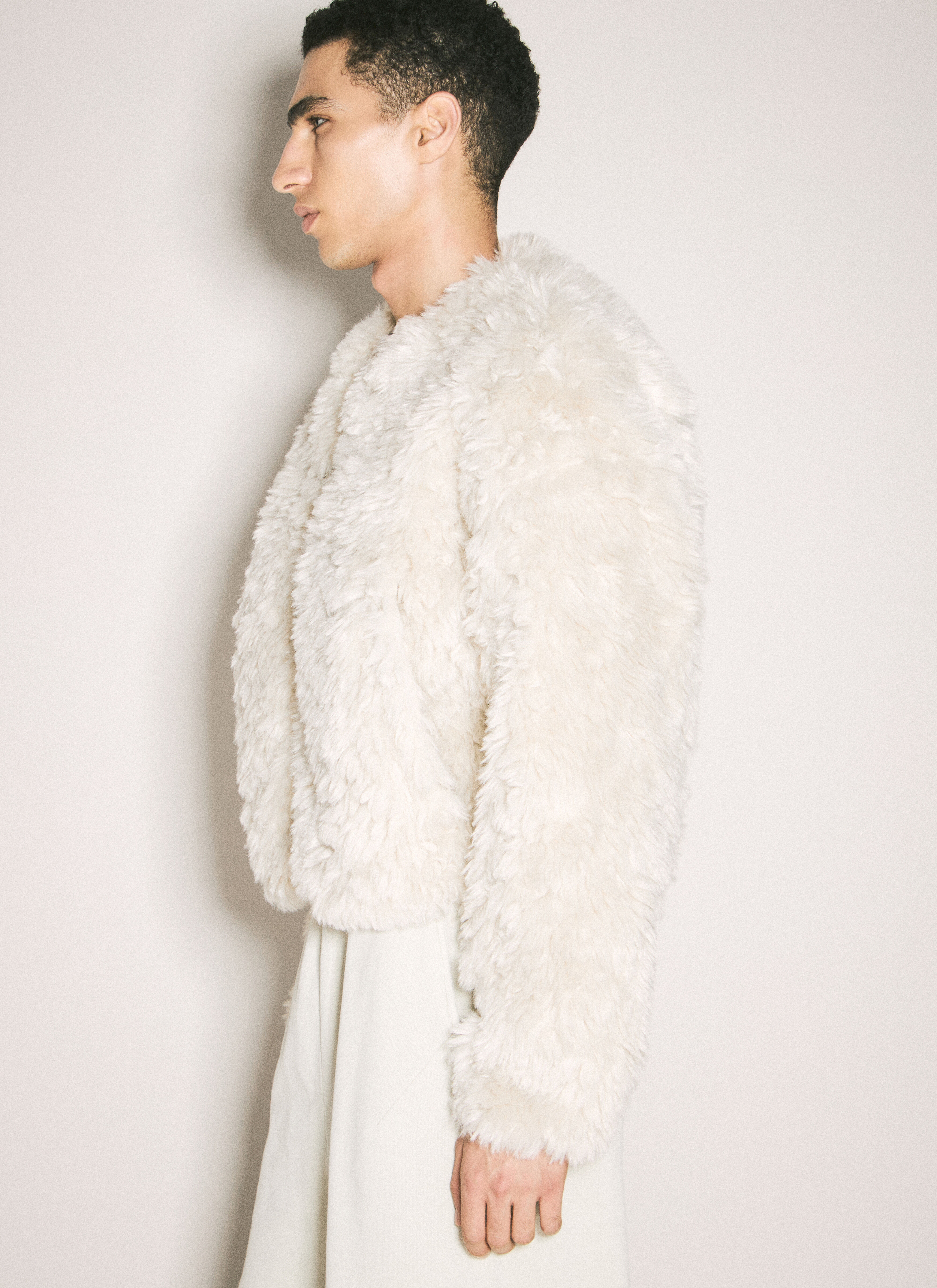 Shaggy white jacket on sale