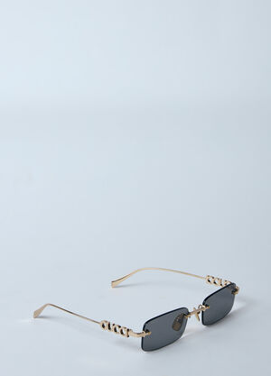 Gucci 矩形镜框太阳镜  金色 gus0259072