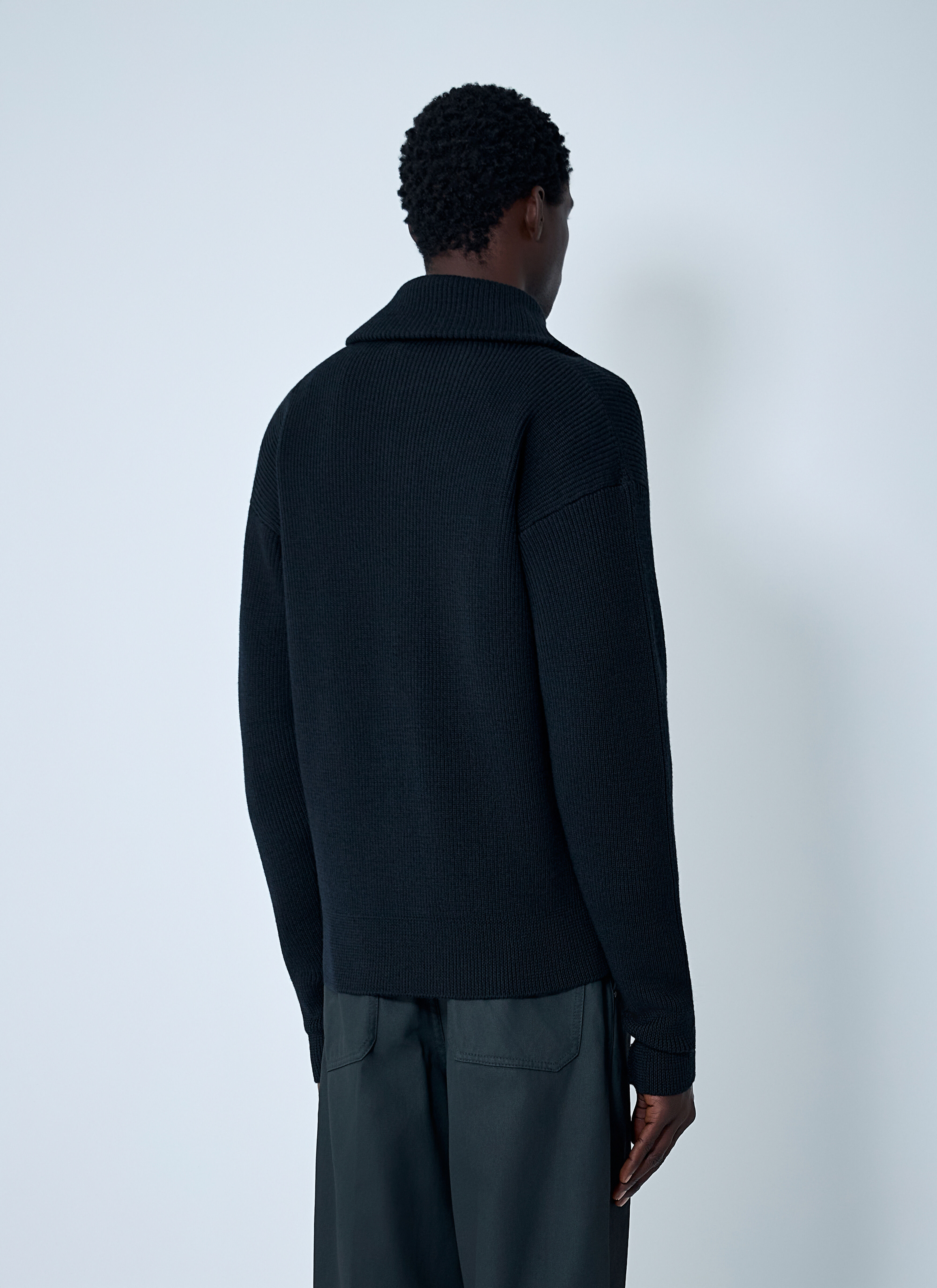 Lemaire Men's' Wool Half-Zip Sweater in Black | LN-CC®