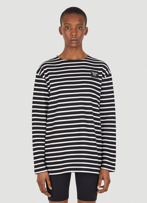 More Joy ロゴパッチ ブレトンストライプ ロングスリーブTシャツ ブラック mjy0347073