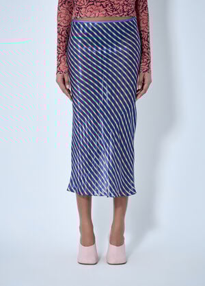Dries Van Noten Diagonal Stripe Midi Skirt Blue dvn0263004
