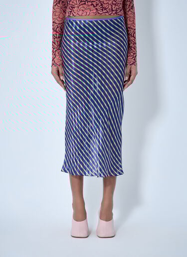 Dries Van Noten Diagonal Stripe Midi Skirt Blue dvn0263004