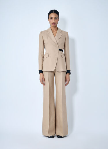 Max Mara Textured Notch Lapel Blazer Beige max0264300