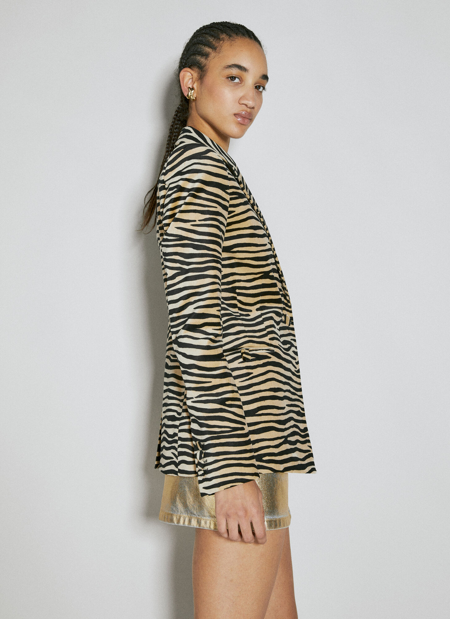 Shop Rabanne Tiger Print Tailored Blazer In Brown