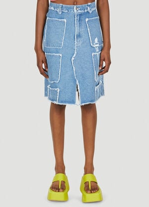 Lourdes Raw Edge Multi Pocket Skirt Blue lou0249006