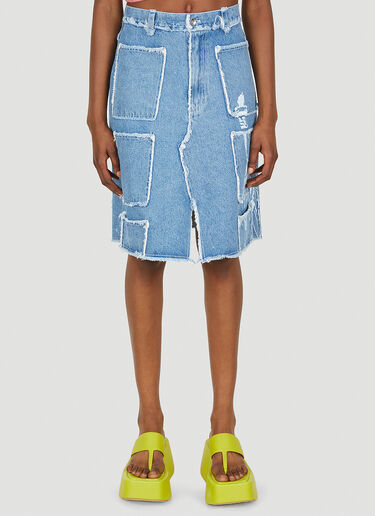 LN-CC® - Lourdes: Raw Edge Multi Pocket Skirt - Blue Lourdes Raw Edge Multi Pocket Skirt Blue lou0249006