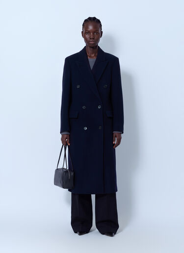 LN-CC® - The Row: Bamira Double-Breasted Wool Coat - Navy The Row Bamira Double-Breasted Wool Coat Navy row0266002