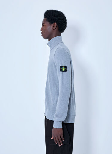 LN-CC® - Stone Island: Zip-Up Knit Sweater - Grey Stone Island Zip-Up Knit Sweater Grey sto0165066
