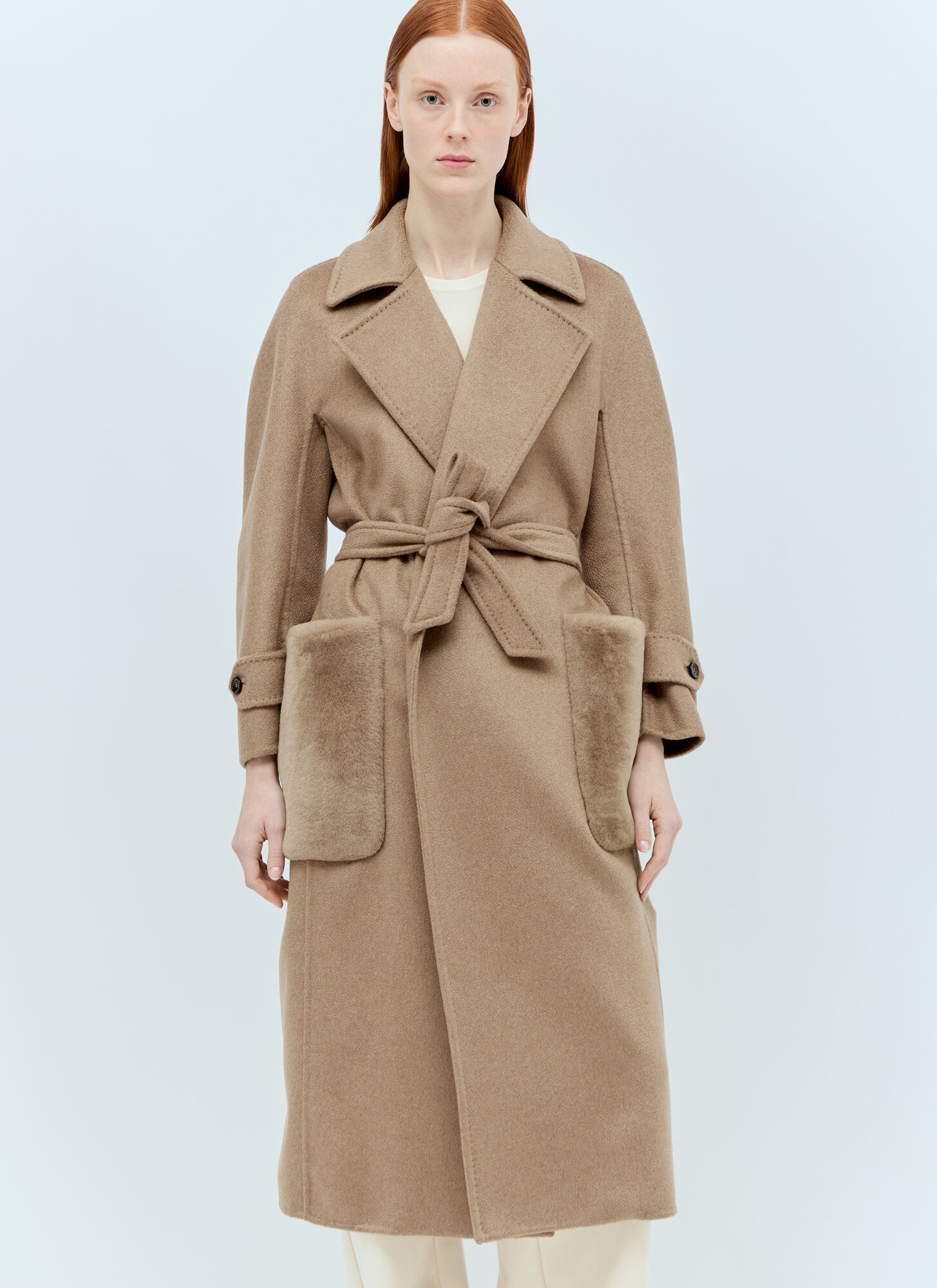 Shop Max Mara Cashmere Robe Coat In Brown