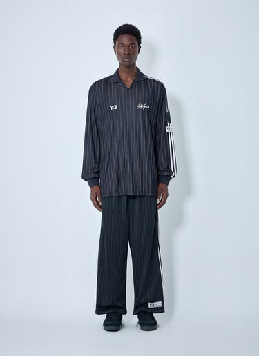 Y-3 Pinstripe Long Sleeve Polo Shirt Black yyy0364042