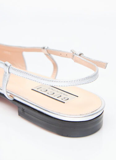 Gucci Crystal Logo Ballerina Flats Silver guc0255187