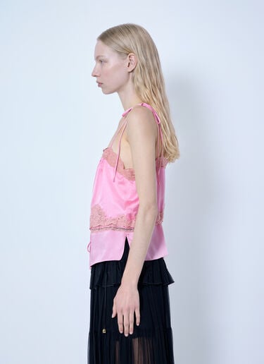 Chloé Camisole Top In Washed Silk Satin & Lace Pink chl0265013