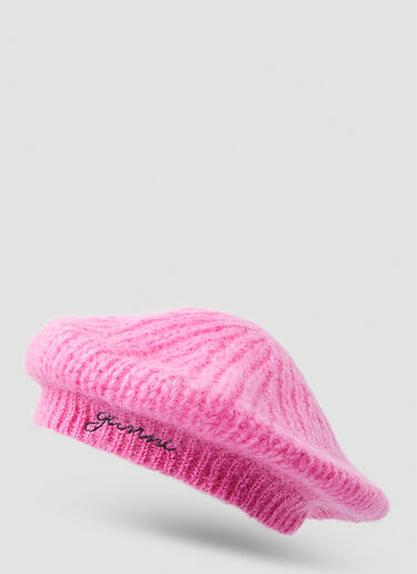 GANNI Brushed Knit Beret Pink gan0251073