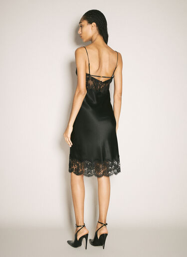 Saint Laurent Lace And Silk Slip Dress Black sla0257015
