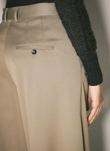 MM6 Maison Margiela Wide-Leg Pinched Pants Khaki mmm0257007