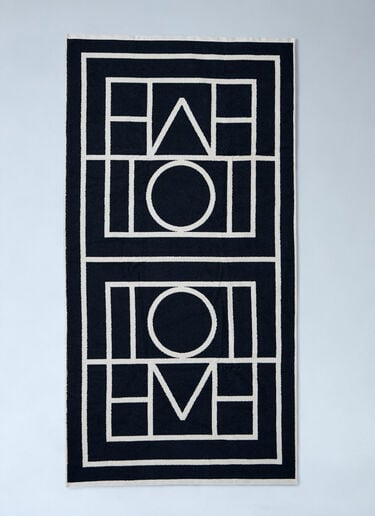 TOTEME Monogram Beach Towel Black tot0261008