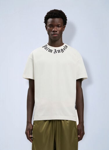 LN-CC® - Palm Angels: Neck Logo T-Shirt - White Palm Angels Neck Logo T-Shirt White pma0164086