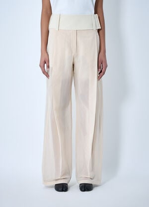 Sportmax High Waist Wide-Leg Trousers Beige spx0264063