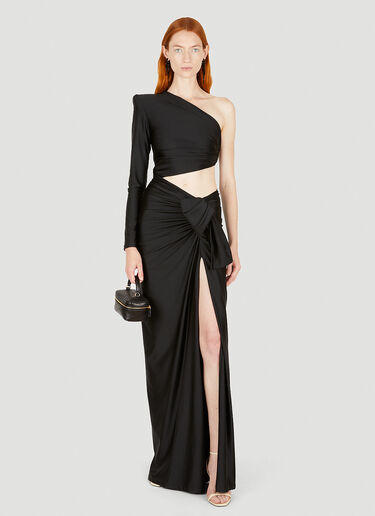 Saint Laurent Gathered Single Shoulder Dress Black sla0248005