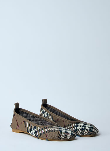 Burberry Check Knit Baby Ballerina Flats Brown bur0259014