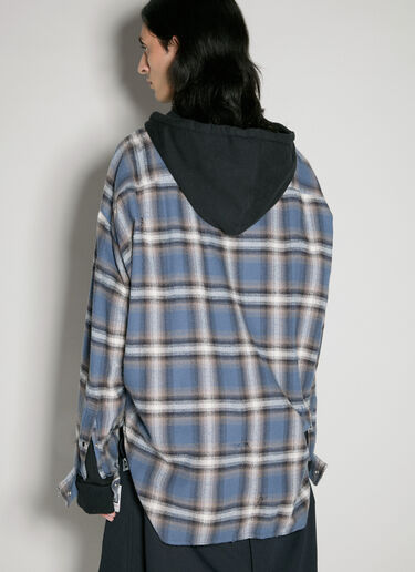Maison Mihara Yasuhiro スウェットフード付きチェックシャツ  ブルー mmy0156015