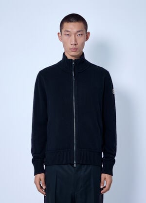 Moncler Cashmere & Wool Zip-Up Cardigan Black mon0166052
