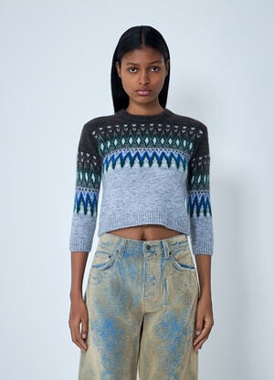 Acne Studios Fair Isle Knit Sweater Grey acn0262010