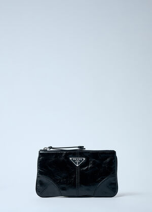 Bottega Veneta Leather Pouch With Logo Plaque Black bov0159020
