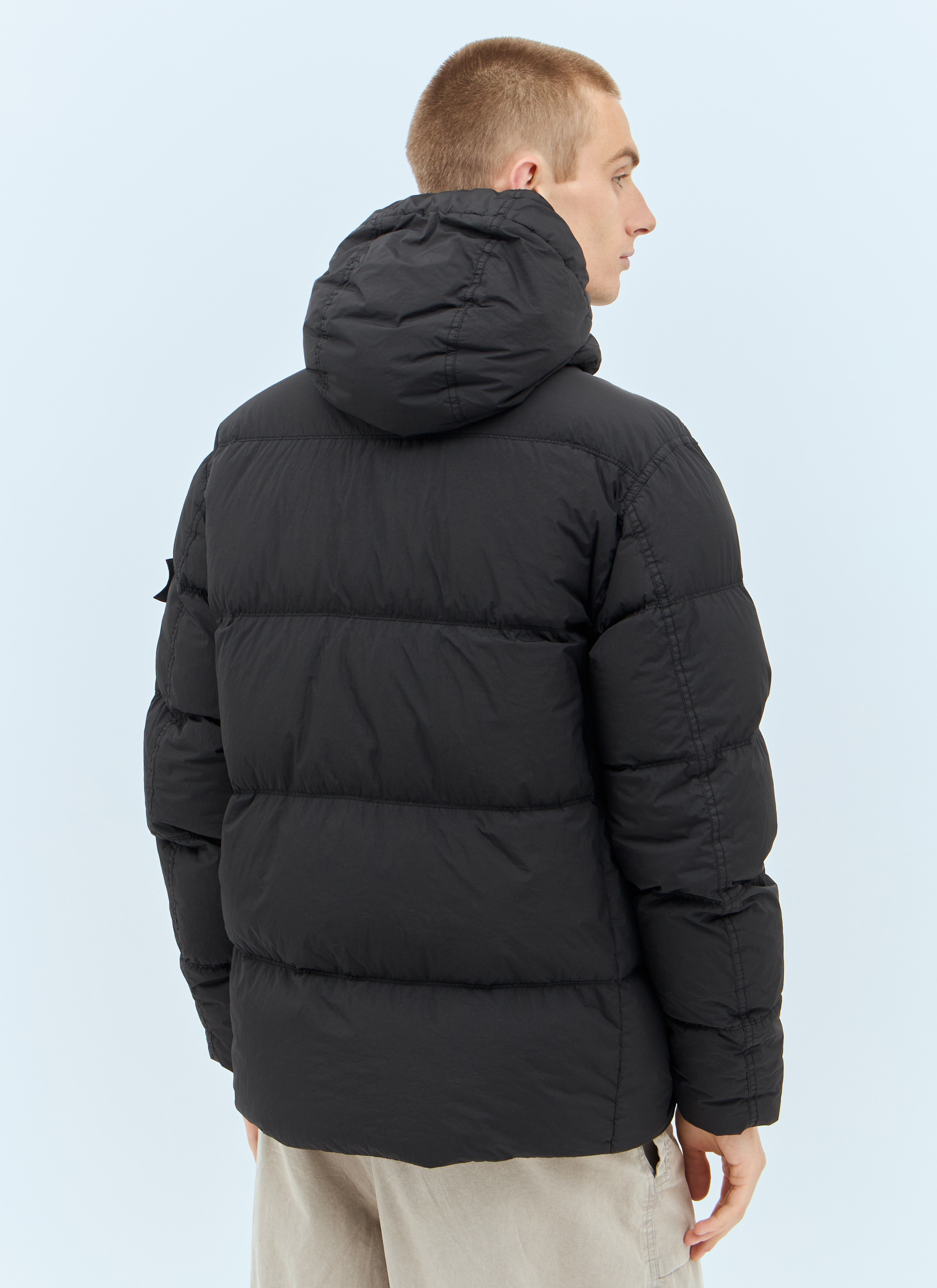 【正規品直輸入】 Men's' Island Stone Crinkled Black in Jacket Down Hooded ジャケット・アウター