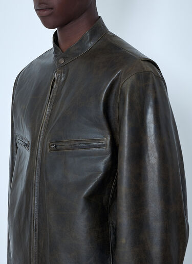 Leather Zip Jacket Lemaire Leather Zip Jacket Dark Khaki lem0164016