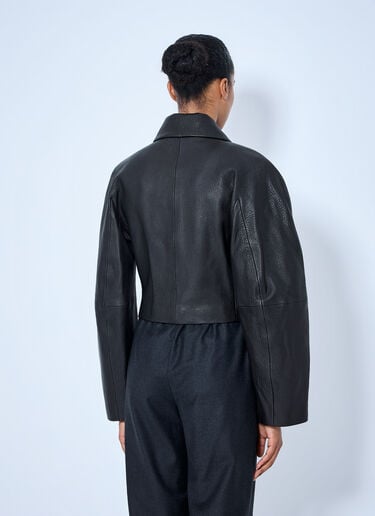 LN-CC® - RÓHE: Rounded Grain Leather Cropped Jacket - Black RÓHE Rounded Grain Leather Cropped Jacket Black roe0265005