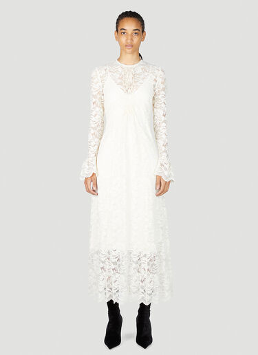 Rabanne Floral Lace Midi  Dress White pac0253003
