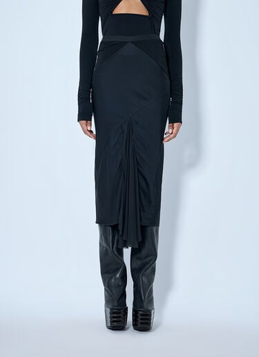 LN-CC® - Rick Owens: Asymmetrical Midi Skirt - Black Rick Owens Asymmetrical Midi Skirt Black ric0265016