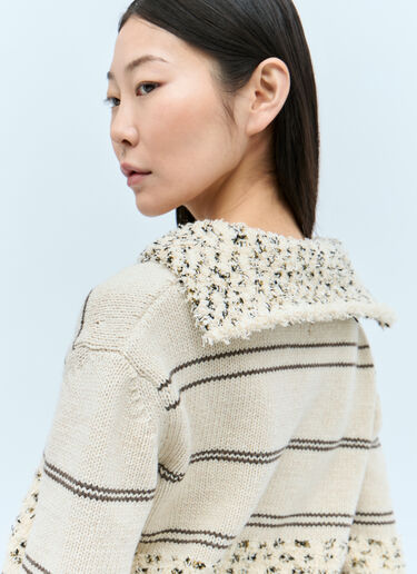 Bottega Veneta Panelled Textured Sweater Cream bov0257011