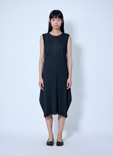 LN-CC® - Pleats Please Issey Miyake: September Pleated Midi Dress - Black Pleats Please Issey Miyake September Pleated Midi Dress Black plp0266027