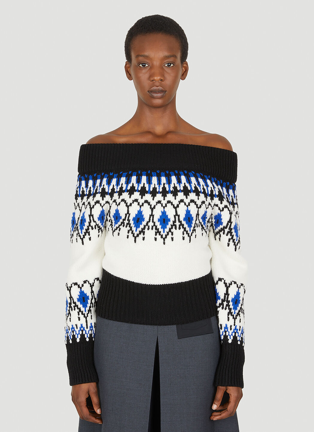 Alexander McQueen Off Shoulder Sweater in White LN CC