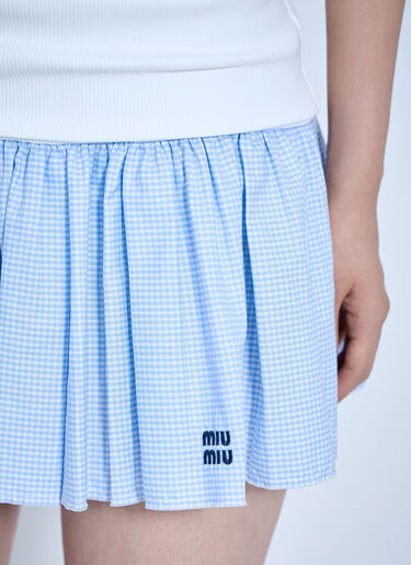 LN-CC® - Miu Miu: Jersey And Poplin Mini Skirt - Light Blue Miu Miu Jersey And Poplin Mini Skirt Light Blue miu0265010
