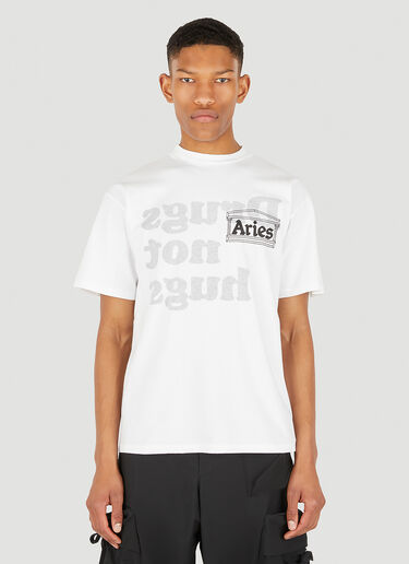 Aries Drugs Not Hugs Reversible T-Shirt White ari0148005