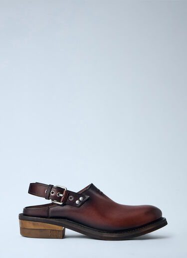 Miu Miu Foule Leather Mules Brown miu0264113