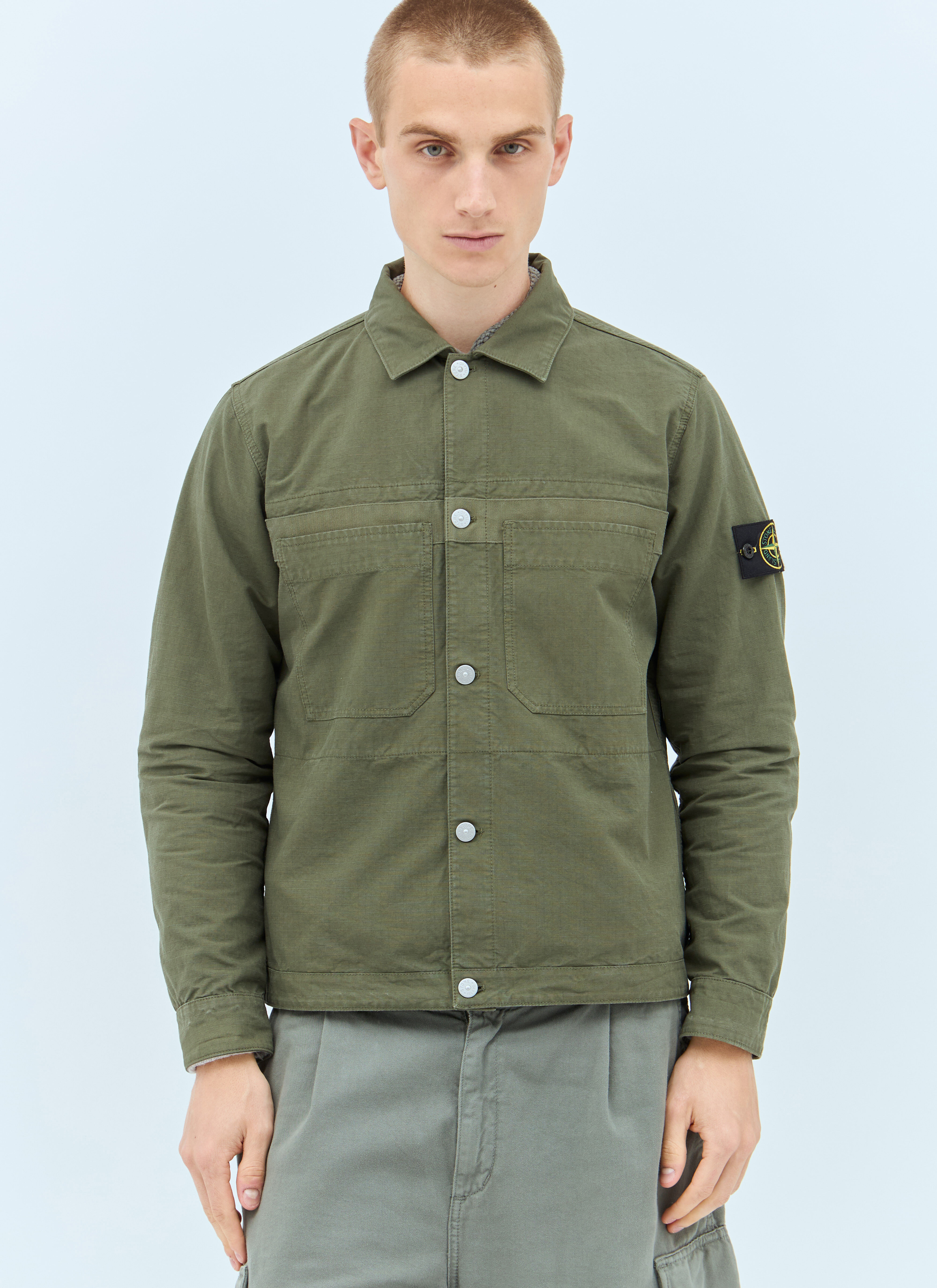 Stone island overshirt military green on sale
