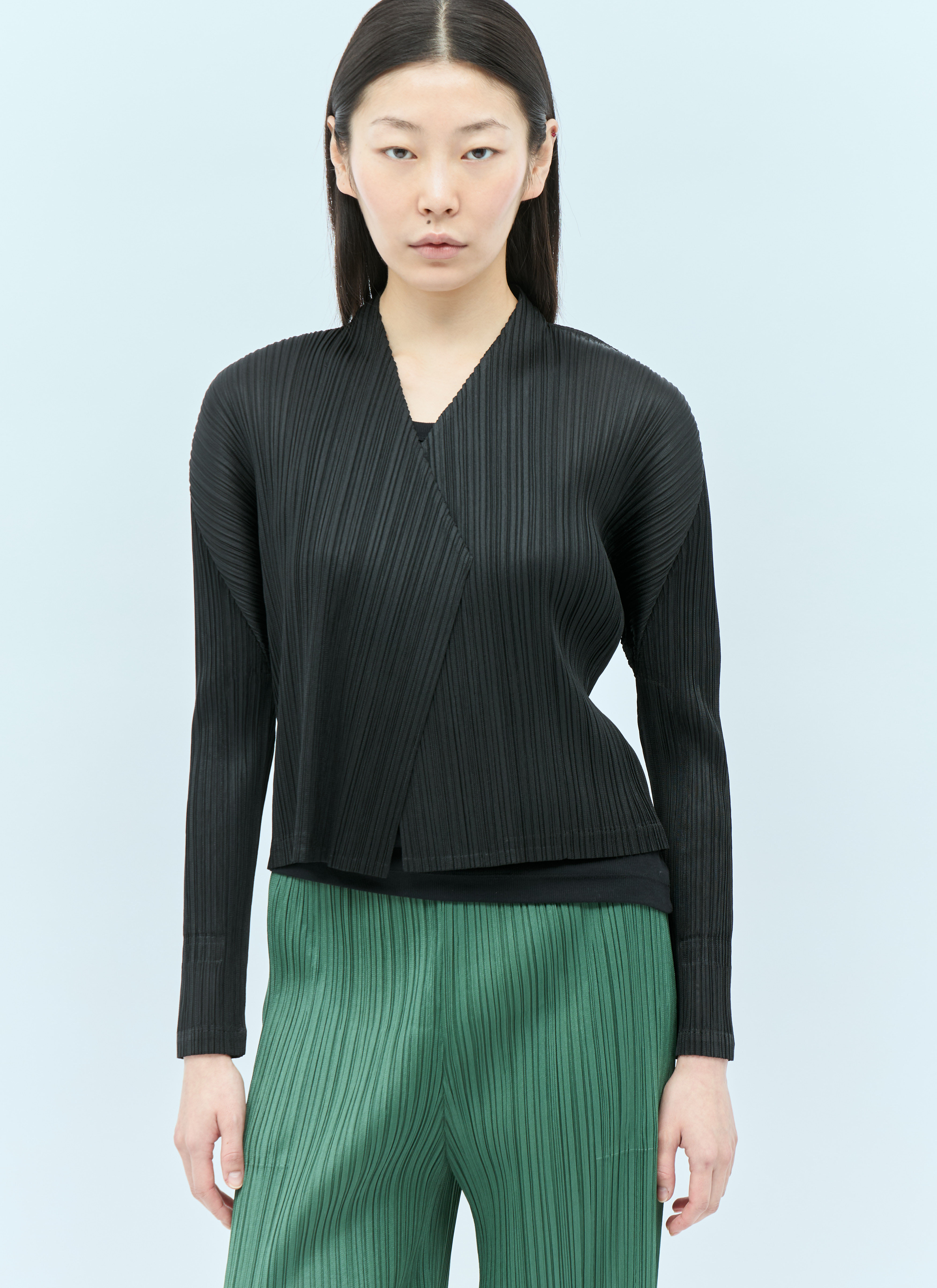Pleats Please Issey Miyake Monthly Colors: December Cardigan Green plp0256008