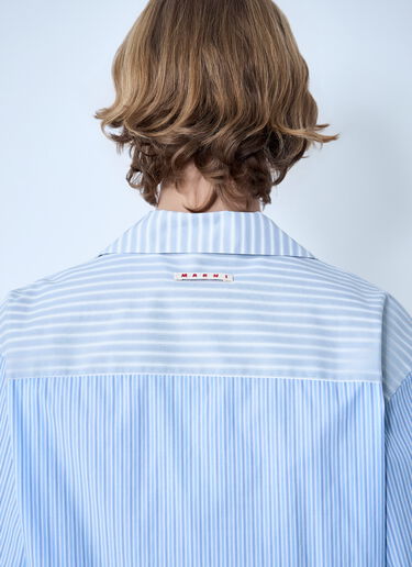 Marni Striped Cotton Poplin Shirt Blue mni0163004