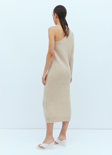 Max Mara One-Sleeve Rib Maxi Dress Beige max0254048