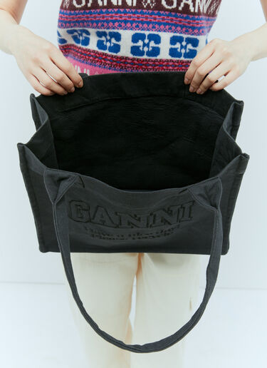GANNI Large Easy Denim Tote Bag Black gan0255060